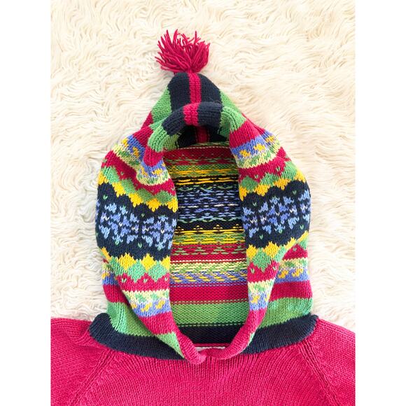 Hanna Andersson Christmas Holiday Hooded Tassel Sweater size 120 6/7 - Picture 2 of 10